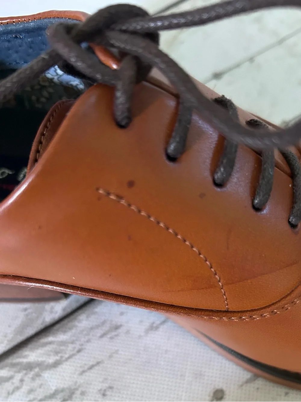 Men's Tan Cap-Toe Oxford Leather Lace-Up Dress Shoes Size 6.5